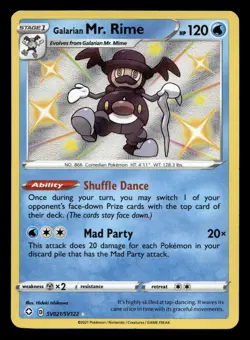 Galarian Mr. Rime SV021/SV122 Rare Shiny Shining Fates Shiny Vault Pokemon NM - Image 1