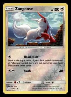 Zangoose 132/181 Rare Team Up Reverse Holo Pokemon NM - Image 1