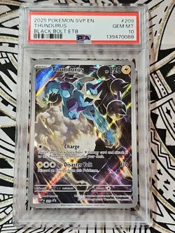 2025 Pokemon SVP Black Bolt ETB Promo Thundurus #209 PSA 10 GEM MINT (088) - Image 1