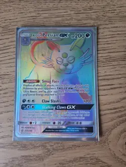 2019 Pokemon Cosmic Eclipse Alolan Persian GX 257/236 Rainbow Secret Rare NM - Image 1