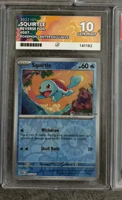 Pokemon Squirtle 007 151 Reverse Holo Pokemon Center Stamped ACE 10 perfect subs - Image 1