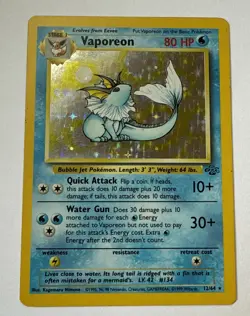 1999 Pokemon TCG Jungle Set Vaporeon 12/64 Holo Rare Vintage Card LP - Image 1