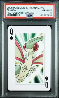 PSA 10 POKEMON PLAYING CARD FLYGON RED QUEEN SPADES 10TH ANNIVERSARY 333 - Image 1