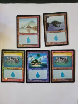 MTG Island Foil English ENG Language SET OF 5 Old Border - Image 1
