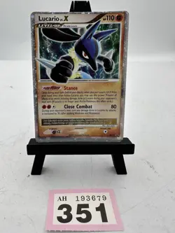 Lucario LV. X DP12 Diamond & Pearl Black Star Promo Pokemon Card PLAYED - Image 1