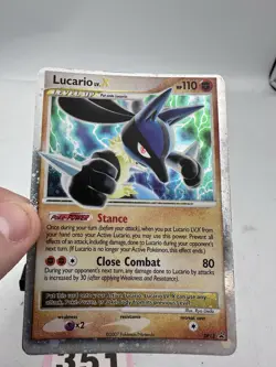 Lucario LV. X DP12 Diamond & Pearl Black Star Promo Pokemon Card PLAYED - Image 3