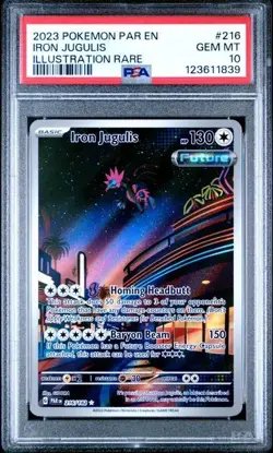 2023 Pokemon Iron Jugulis 216/182 #216 Paradox Rift Illustration Rare PSA 10 Gem - Image 1