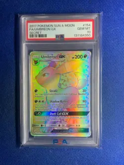 2017 Pokemon Sun & Moon Base Umbreon GX Secret Rare 154/149 PSA 10 - Image 1