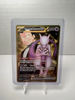 Pokemon Team Rocket's Mewtwo ex 240/182 Hyper Rare Full Art Holo EX 280HP Sv10 - Image 1