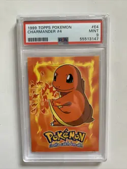 1999 Topps Pokemon Movie Edition Blue Logo Charmander #4 E4 PSA 9 - Image 1