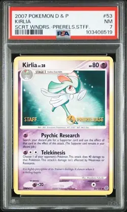 PSA 7 POKEMON ENGLISH KIRLIA 53/132 DP SECRET WONDERS PRERELEASE 2007 454 - Image 1