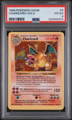 1999 POKEMON BASE SET SHADOWLESS #4 CHARIZARD-HOLO PSA 4 - Image 1