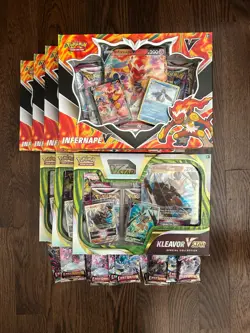 Pokemon 3X Kleavor VSTAR Box, 4 Infernape V Box, 10 X Lost Origins Booster Pack - Image 1