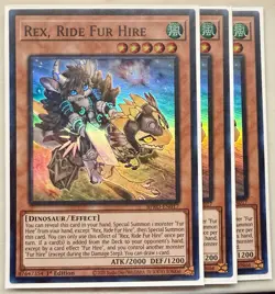 Yugioh! 3x Rex, Ride Fur Hire BPRO-EN017 Super Rare 1st Ed NM - Image 1