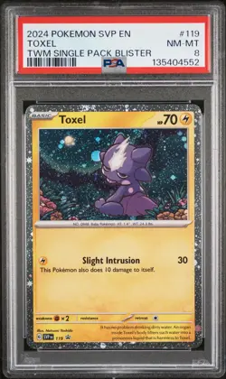 2024 POKEMON SVP EN-SV BLACK STAR PROMO #119 TOXEL PSA 8 - Image 1