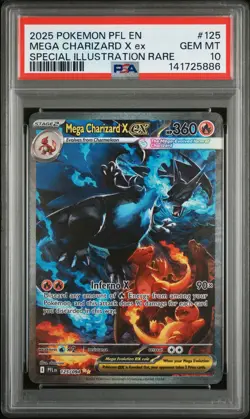 2025 Pokemon Phantasmal Flames #125 Mega Charizard X Ex SIR PSA 10 - Image 1