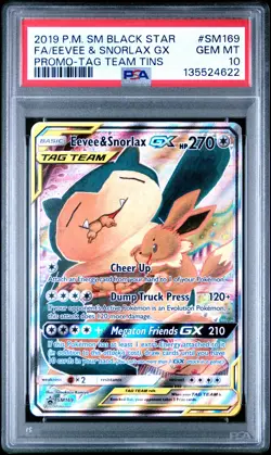 2019 POKEMON SM BLACK STAR PROMO #SM169 FULL ART/EEVEE & SNORLAX GX PSA 10 - Image 1