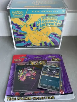 Pokemon Ascended Heroes ETB in Acrylic Case and 1 x Tech Sticker Collection - Image 1