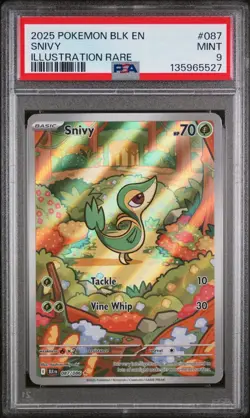 2025 POKEMON BLK EN-BLACK BOLT ILLUSTRATION RARE #087 SNIVY PSA 9 - Image 1