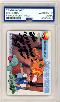 PSA Signed Eric Stuart Ash #100 Carddass Pocket Monsters Anime Collection 1998 - Image 1