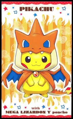 Pokemon 2015 Japanese Poncho Wearing Pikachu Business Card Charizard Y - Image 1