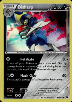 Bisharp Holo Rare XY Steam Siege 64/114 Darkness Metal Holo Pokemon Card - Image 1
