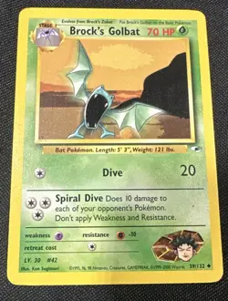 Brock's Golbat 39/132 Gym Heroes 1st Edition Pokemon Card Uncommon LP - Image 1