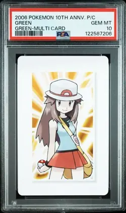 PSA 10 POKEMON PLAYING CARD GREEN MULTI CARD GREEN 10TH ANNIVERSARY 344 - Image 1