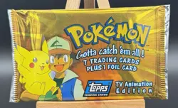 Pokemon Topps Blue Label 7 Trading Cards Plus 1 Foil Card Sealed Pack Box Fresh - Image 1