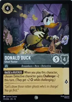172/204 DONALD DUCK GHOST HUNTER EN10 COMMON DISNEY LORCANA CARD - Image 1