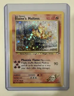 Blaine's Moltres 001/132 Gym Heroes Holo Rare 2000 Basic 90 HP Pokemon TCG Card - Image 1