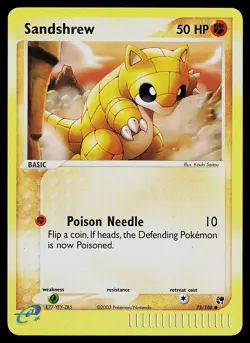 Pokemon Card - Sandshrew Sandstorm 75/100 Common Reverse Holo - Image 1