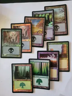 MTG Forest Swamp Plains Foil English ENG Language SET OF 9 Old Border - Image 1