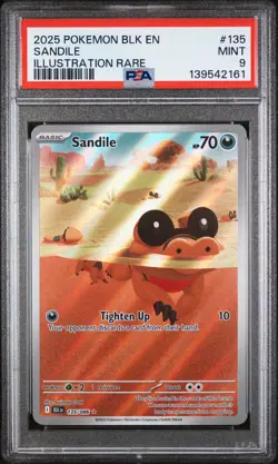 SANDILE #135 ILLUSTRATION RARE 2025 POKEMON BLK EN BLACK BOLT PSA 9 MINT - Image 1