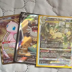 Pokemon TCG Card Lot Mew EX Galarian Perrserker Leafeon VSTAR Holo 3 Cards - Image 1