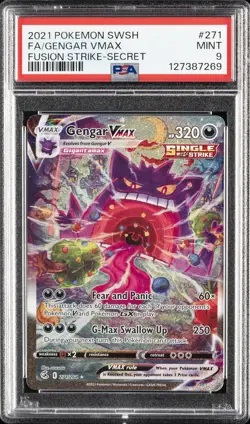 2021 POKEMON SWORD & SHIELD FUSION STRIKE SECRET #271 FULL ART/GENGAR VMAX PSA 9 - Image 1
