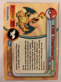 1999 Topps Pokemon TV Charizard #6 Blue Logo 1st Print Run - Image 2