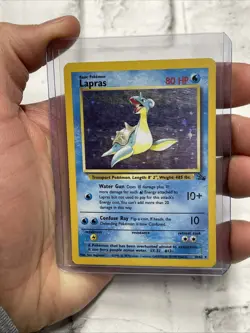 Pokemon TCG Lapras 10/62 Holo Unlimited Fossil Pokemon WOTC Vintage Rare MP Vtg - Image 1
