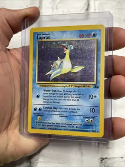 Pokemon TCG Lapras 10/62 Holo Unlimited Fossil Pokemon WOTC Vintage Rare MP Vtg - Image 2