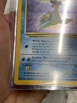 Pokemon TCG Lapras 10/62 Holo Unlimited Fossil Pokemon WOTC Vintage Rare MP Vtg - Image 3