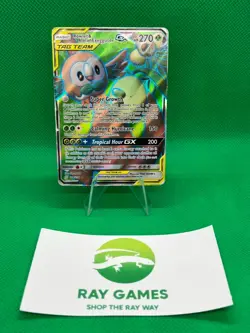Pokemon TCG Rowlet & Alolan Exeggutor GX 214/236 Tag Team Full Art Holo DMG - Image 1
