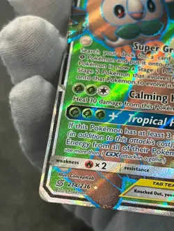 Pokemon TCG Rowlet & Alolan Exeggutor GX 214/236 Tag Team Full Art Holo DMG - Image 5