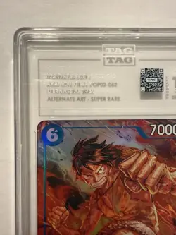 2022 One Piece Paramount War Monkey D Luffy Tag 10 OP02-062 SR Gem Mint - Image 3