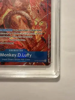 2022 One Piece Paramount War Monkey D Luffy Tag 10 OP02-062 SR Gem Mint - Image 5
