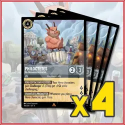 Disney Lorcana TCG: PHILOCTETES - NO-NONSENSE INSTRUCTOR x4 Ursula's Return Rare - Image 1