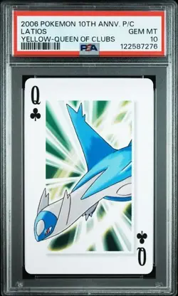 PSA 10 POKEMON PLAYING CARD LATIOS YELLOW QUEEN CLUBS 10TH ANNIVERSARY 295 - Image 1