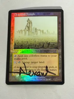 MTG FOIL Signed Deserted Temple Odyssey Magic the Gathering - Image 1