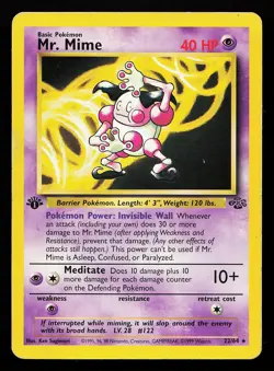 Mr. Mime 22/64 Rare 1st Edition Jungle Pokemon Card - Image 1