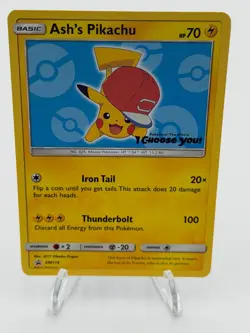 Ash's Pikachu SM114 Pokemon Sun and Moon Promo NM A - Image 1