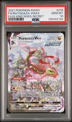2021 POKEMON SWORD & SHIELD EVOLVING SKIES SECRET FULL ART/RAYQUAZA VMAX PSA 10 - Image 1